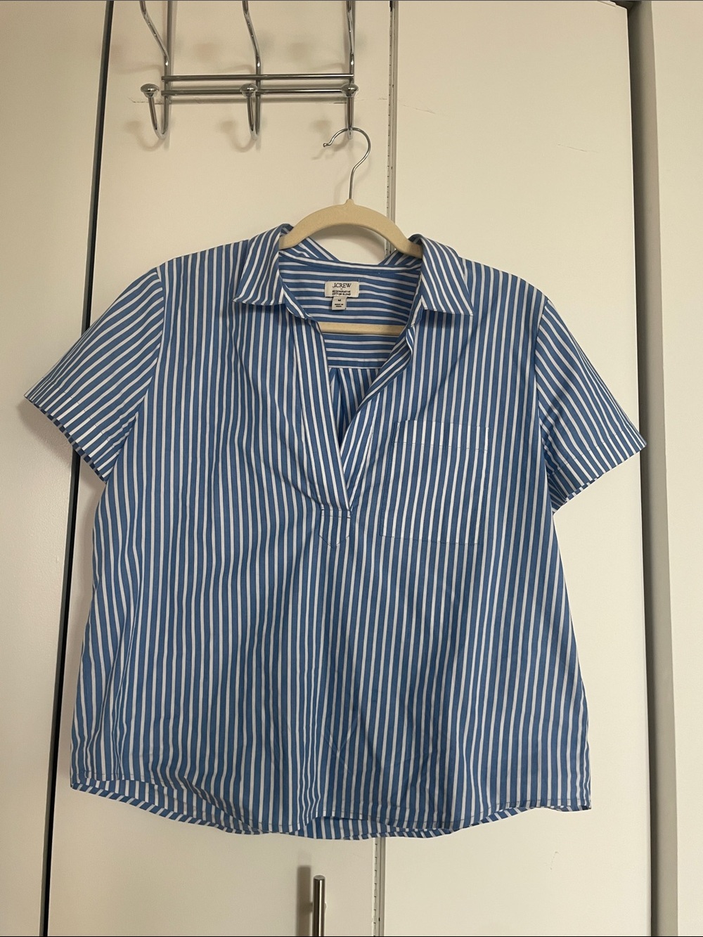 J. Crew Blue and White Striped Button-Up Shirt